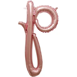 Air-Filled Rose Gold Lowercase Cursive Letter (A-Z) Foil Balloon, 10in x 8in