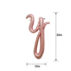 Air-Filled Rose Gold Lowercase Cursive Letter (A-Z) Foil Balloon, 10in x 8in