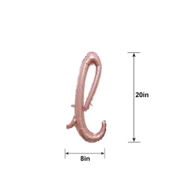 Air-Filled Rose Gold Lowercase Cursive Letter (A-Z) Foil Balloon, 10in x 8in