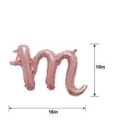 Air-Filled Rose Gold Lowercase Cursive Letter (A-Z) Foil Balloon, 10in x 8in