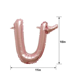 Air-Filled Rose Gold Lowercase Cursive Letter (A-Z) Foil Balloon, 10in x 8in