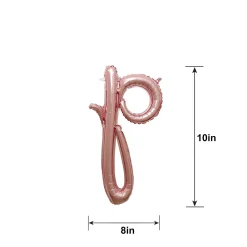 Air-Filled Rose Gold Lowercase Cursive Letter (A-Z) Foil Balloon, 10in x 8in