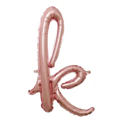 Air-Filled Rose Gold Lowercase Cursive Letter (A-Z) Foil Balloon, 10in x 8in