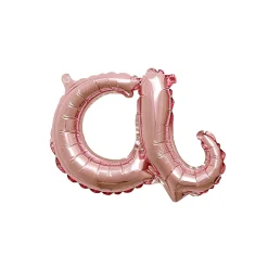 Air-Filled Rose Gold Lowercase Cursive Letter (A-Z) Foil Balloon, 10in x 8in