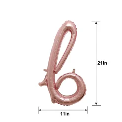 Air-Filled Rose Gold Lowercase Cursive Letter (A-Z) Foil Balloon, 10in x 8in