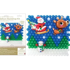 Air-Filled Santa Christmas Foil & Latex Balloon Backdrop Kit, 6.25ft x 5.9ft