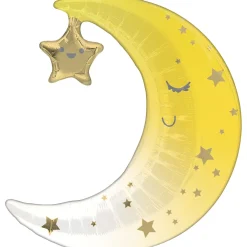 Air-Filled Sleepy Moon & Star Foil Balloon, 16in x 17in