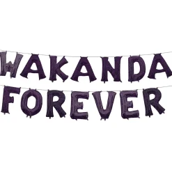 Air-Filled Wakanda Forever Foil Balloon Banner Kit - Black Panther