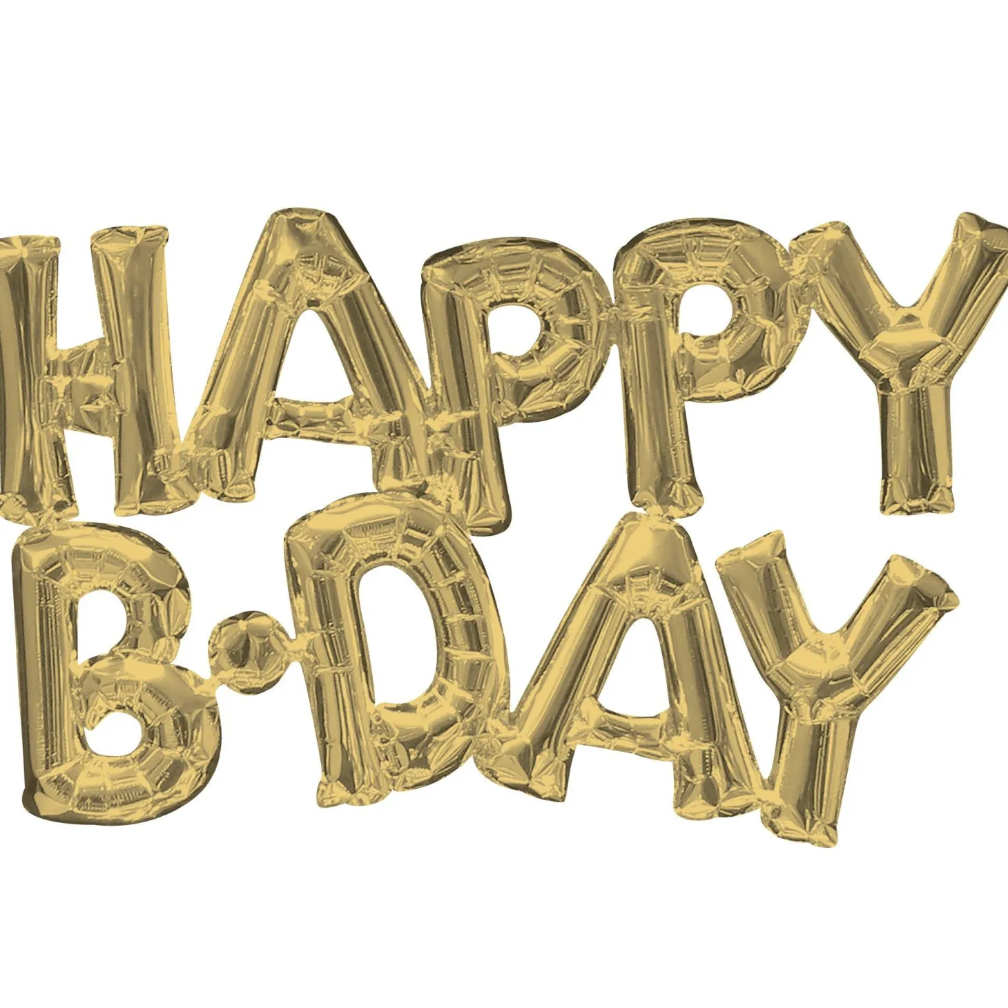 Air-Filled White Gold Happy Birthday Letter Balloon Banner, 2pc