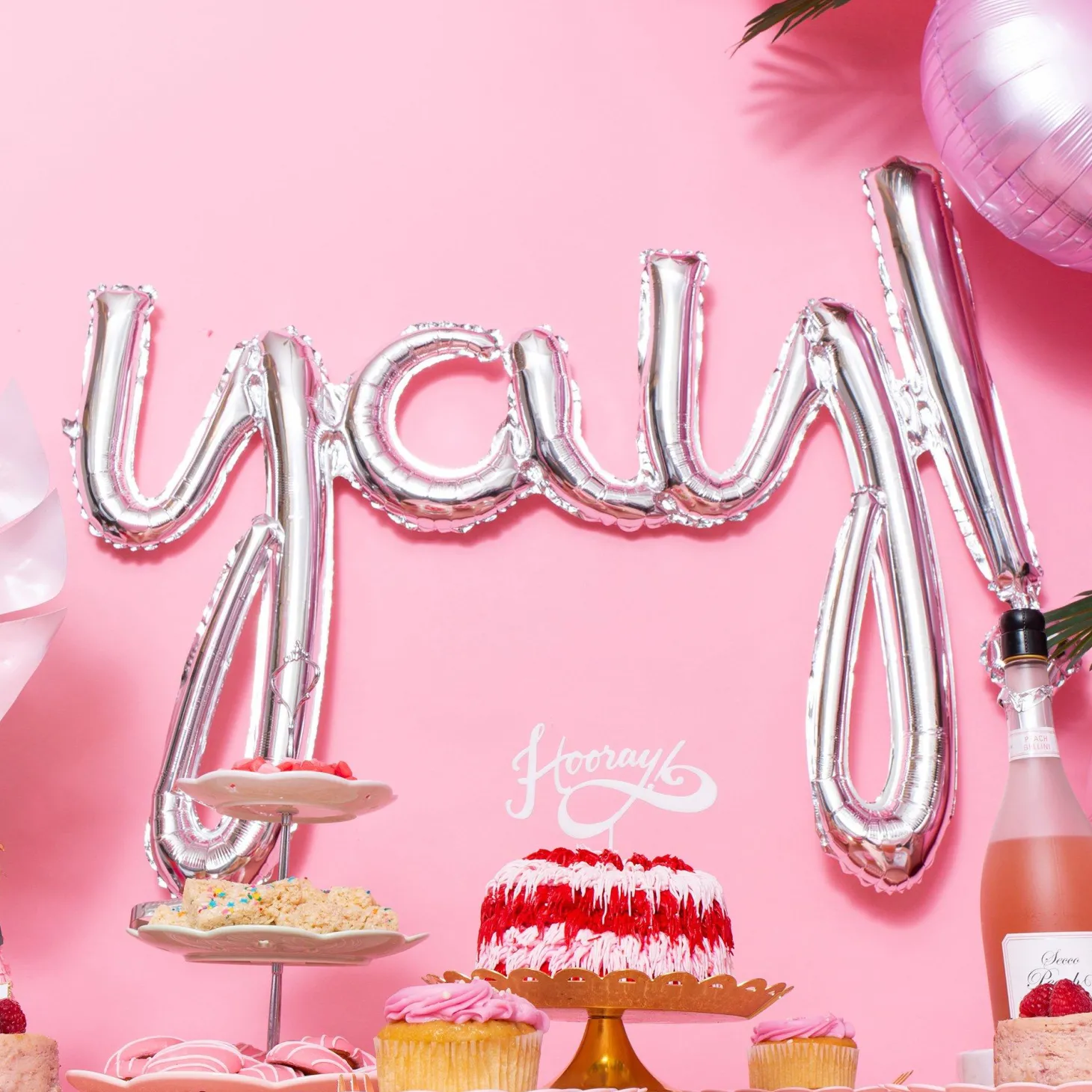 Air-Filled Yay Cursive Letter Balloon Banner, Assorted Colors