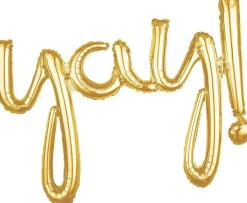 Air-Filled Yay Cursive Letter Balloon Banner, Assorted Colors