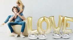 AirLoonz Gold Love Balloon Phrase Yard Decoration Kit