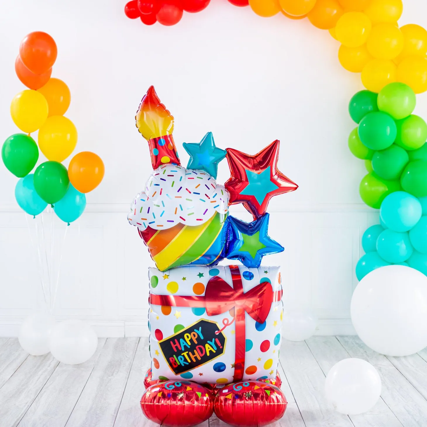 AirLoonz® Stacked Birthday Icons Balloon, 55in