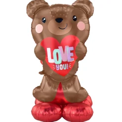 AirLoonz Valentine's Day Brown Bear Foil Balloon