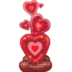 AirLoonz Valentine's Day Stacked Hearts Cluster Foil Balloon, 48in