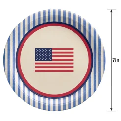 Americana Stripe Paper Dessert Plates, 7in, 8ct
