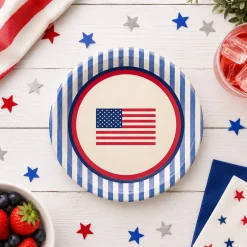 Americana Stripe Paper Dessert Plates, 7in, 8ct