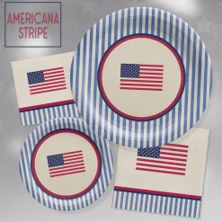 Americana Stripe Paper Lunch Plates, 8ct