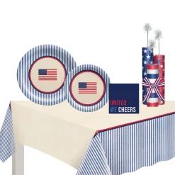 Americana Stripe Patriotic Tableware Kit for 16 Guests