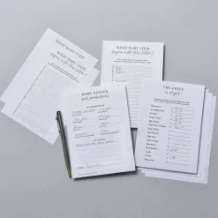 Baby Shower Games for 25 Guests, 75 Sheets, 3 Games - ABC Baby Items, Price is Right & Advice and Predictions