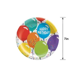 Balloon Birthday Celebration Dessert Plates, 7in, 60ct