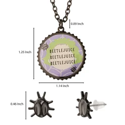 Beetlejuice Necklace & Stud Earring Jewelry Set