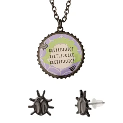 Beetlejuice Necklace & Stud Earring Jewelry Set
