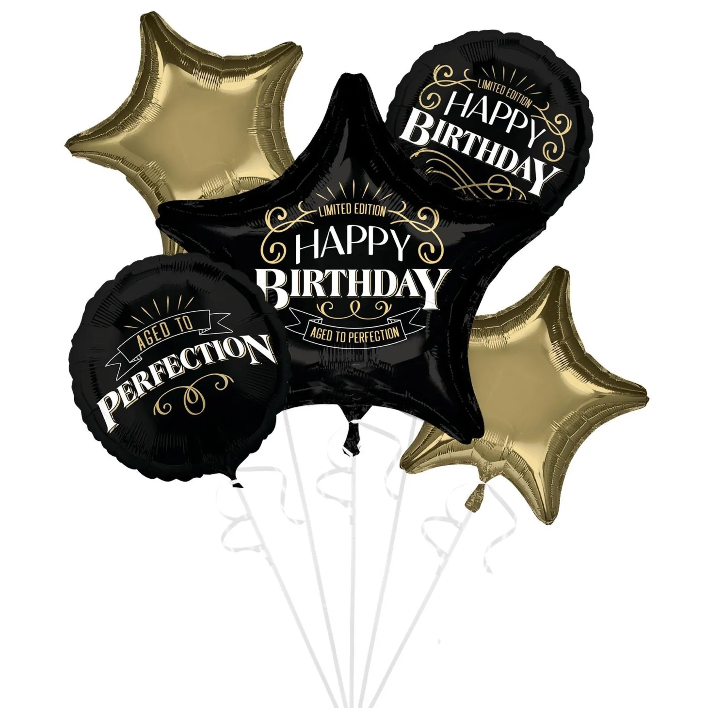 Better With Age Birthday Foil Balloon Bouquet, 5pc