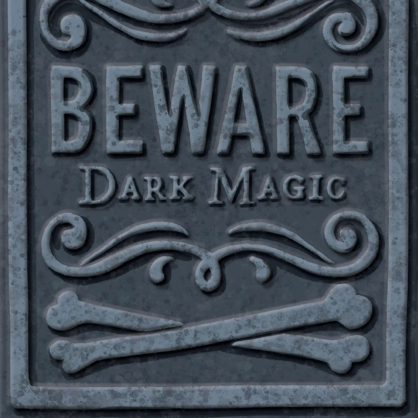 Beware Dark Magic Tombstone, 8in x 12in