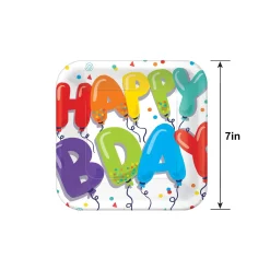 Birthday Balloons Dessert Plates, 7in, 18ct