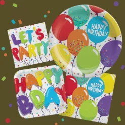 Birthday Balloons Dessert Plates, 7in, 18ct