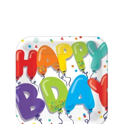 Birthday Balloons Dessert Plates, 7in, 18ct