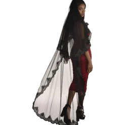 Black Chapel-Length Double Lace Veil