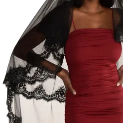 Black Chapel-Length Double Lace Veil