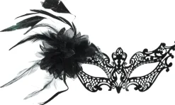Black Filigree Feather Masquerade Mask