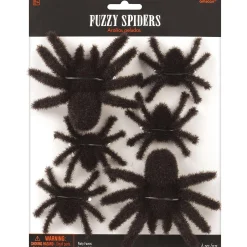 Black Fuzzy Spiders 6ct