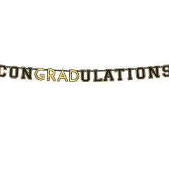 Black & Gold ConGRADulations Graduation Letter Banner, 10.85ft