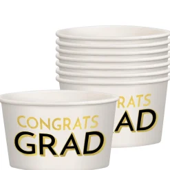 Black & Gold Congrats Grad Paper Treat Cups, 9.5oz, 8ct