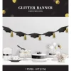 Black & Gold Glitter Grad Cap Tassel Garland