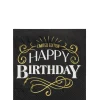 Black & Gold Happy Birthday Paper Beverage Napkins, 5in, 16ct - Better With Age