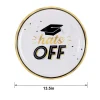 Black & Gold Hats Off Graduation Melamine Round Platter, 13.5in