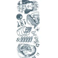Black & Gray-Style Thug Temporary Tattoos, 12pc