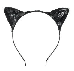 Black Lace Cat Ears Headband
