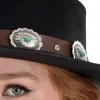 Black Modern Western Cowgirl Hat with Medallion Hatband
