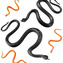 Black & Orange Plastic Snakes, 24ct