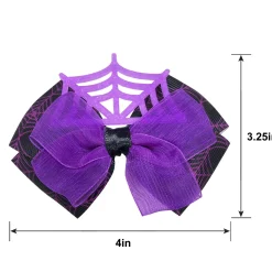 Black & Purple Spiderweb Hair Bow Clips, 2ct