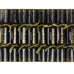Black, Silver, & Gold New Year's Crackers, 8ct