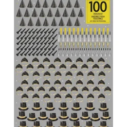 Black, Silver, Gold New Year's Eve Party Kit, Multiple Counts