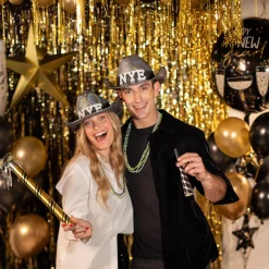 Black, Silver & Gold New Year's Eve Blowouts, 17in, 2ct