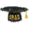 Black Tinsel Graduate Cap with Gold Tassel, 4.5in x 8.5in – GRAD Table Decoration